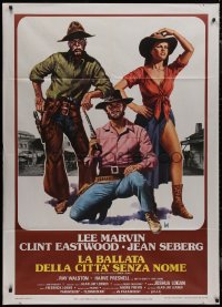 9b1092 PAINT YOUR WAGON Italian 1p R1970s Aller art of Clint Eastwood, Lee Marvin & Jean Seberg!