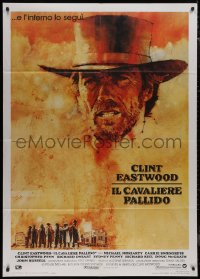 9b1093 PALE RIDER Italian 1p 1985 great artwork of cowboy Clint Eastwood by C. Michael Dudash!