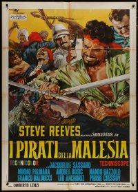 9b1105 PIRATES OF MALAYSIA Italian 1p 1964 cool c/u art of swashbuckler Steve Reeves by Ciriello!