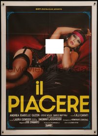 9b1107 PLEASURE Italian 1p 1985 Enzo Sciotti of sexy woman sprawled out in skimpy lingerie!
