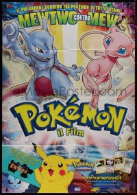 9b1108 POKEMON THE FIRST MOVIE Italian 1p 2000 Pikachu, Mewtwo & Mew, different cartoon images!