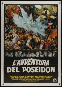 9b1114 POSEIDON ADVENTURE Italian 1p 1973 art of Gene Hackman & cast escaping by Mort Kunstler!