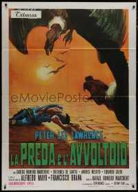 9b1116 PREY OF VULTURES Italian 1p 1972 spaghetti western art of cowboy surrounded by vultures!