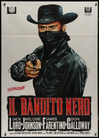9b1138 RIDE TO HANGMAN'S TREE Italian 1p 1967 different art of masked cowboy in black aiming gun!