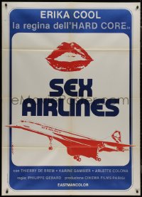 9b1163 SEX AIRLINES Italian 1p 1980 great art of sexy female lips over Concorde airplane, rare!
