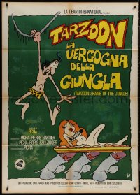 9b1168 SHAME OF THE JUNGLE Italian 1p 1978 sexy Tarzan spoof, wacky sexy cartoon art by Aller, rare!