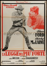 9b1170 SHEEPMAN Italian 1p R1962 different image of Glenn Ford with gun & Shirley MacLaine, rare!