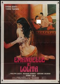 9b1169 SHE'S SEVENTEEN & ANXIOUS Italian 1p 1978 art of sexy naked Nieves Navarro as Emanuelle!