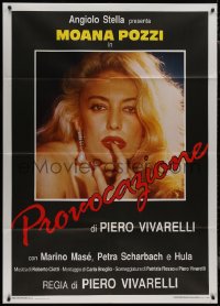 9b1192 SUMMER TEMPTATIONS Italian 1p 1988 close up of sexy Moana Pozzi w/finger in mouth, rare!