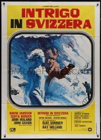 9b1201 SWISS CONSPIRACY Italian 1p 1976 different art of spy David Janssen & sexy Senta Berger!
