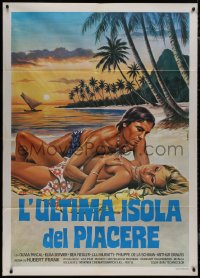 9b1239 TRIANGLE OF VENUS Italian 1p 1981 Napoli art of sexy topless blonde & lover on beach, rare!