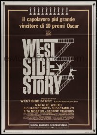 9b1264 WEST SIDE STORY Italian 1p R1978 winner of 10 Academy Awards, classic title artwork!