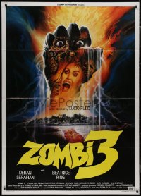 9b1285 ZOMBI 3 Italian 1p 1987 directed by Lucio Fulci, cool demons-in-hand horror artwork!