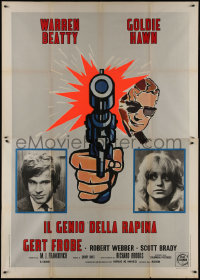 9b0424 $ Italian 2p 1972 bank robbers Warren Beatty & Goldie Hawn, great different dayglo art!
