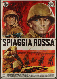 9b0441 BEACH RED Italian 2p 1968 Cornel Wilde, Rip Torn, cool art of World War II soldiers, rare!