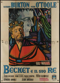 9b0442 BECKET Italian 2p 1964 different Brini art of Richard Burton & Peter O'Toole as King Henry II