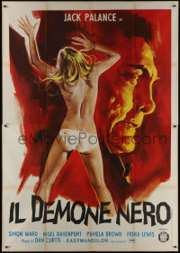 9b0490 DRACULA Italian 2p 1974 art of vampire Jack Palance & his sexy near-naked victim!