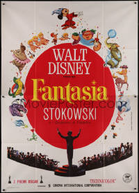 9b0499 FANTASIA Italian 2p R1970s montage of Mickey Mouse & characters, Disney musical classic!