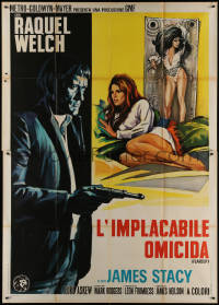 9b0506 FLAREUP Italian 2p 1970 different art of sexy Raquel Welch & man who wants to kill her!
