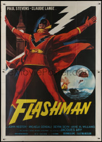 9b0507 FLASHMAN Italian 2p R1970s full-length art of wacky Italian costumed superhero by Big Ben!