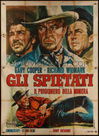 9b0511 GARDEN OF EVIL Italian 2p R1960s different Tarantelli art of Gary Cooper & Richard Widmark!