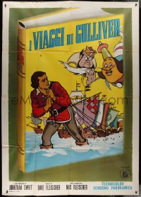 9b0515 GULLIVER'S TRAVELS Italian 2p R1960s classic cartoon by Dave Fleischer, different art, rare!