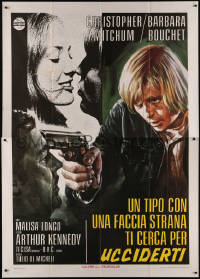 9b0519 HEAVY DUES Italian 2p 1973 art of Christopher Mitchum with gun + sexy Barbara Bouchet!