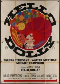 9b0521 HELLO DOLLY Italian 2p 1969 art of Barbra Streisand & Walter Matthau by Richard Amsel, rare!