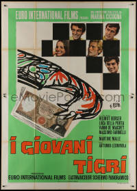 9b0527 I GIOVANI TIGRI Italian 2p 1968 Helmut Berger, cool Brini art of tiger paw holding cash!