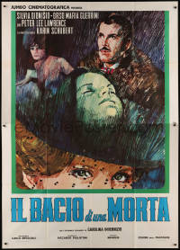 9b0528 IL BACIO DI UNA MORTA Italian 2p 1974 A Dead Woman's Kiss, cool montage art, rare!