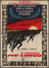 9b0555 LONGEST DAY Italian 2p R1969 Zanuck's World War II D-Day movie with 42 international stars!