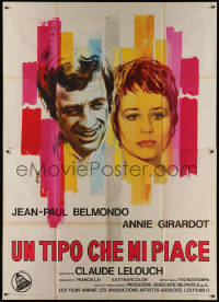 9b0559 LOVE IS A FUNNY THING Italian 2p 1970 Claude Lelouch, Avelli art of Belmondo & Girardot, rare!