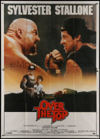 9b0595 OVER THE TOP Italian 2p 1987 Sylvester Stallone armwrestling giant guy & with son, rare!