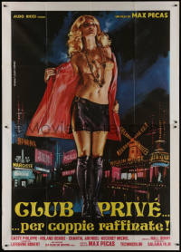 9b0600 PRIVATE CLUB Italian 2p 1974 Max Pecas, Ferrari art of sexy stripper by Moulin Rouge, rare!
