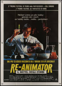 9b0606 RE-ANIMATOR Italian 2p 1985 mad scientist Jeffrey Combs with severed head in bowl!