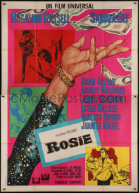9b0617 ROSIE Italian 2p 1967 Rosalind Russell, different colorful Valcarenghi art, very rare!