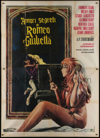 9b0622 SECRET SEX LIVES OF ROMEO & JULIET Italian 2p 1971 different art of naked Dee Lockwood, rare!