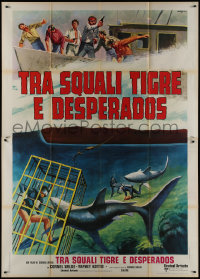 9b0625 SHARKS' TREASURE Italian 2p 1975 Cornel Wilde, cool images of scuba divers underwater, rare!