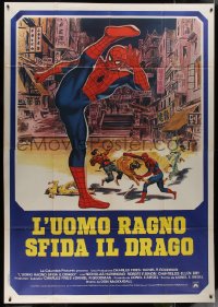 9b0627 SPIDER-MAN: THE DRAGON'S CHALLENGE Italian 2p 1980 art of Nick Hammond as Spidey by Graves!