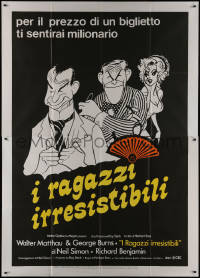 9b0632 SUNSHINE BOYS Italian 2p 1976 Hirschfeld art of George Burns, Walter Matthau & Lee Meredith!