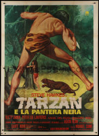 9b0636 TARZAN & THE BROWN PRINCE Italian 2p 1972 Crovato art of hero saving bound girl from panther!