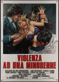 9b0652 TRACKDOWN Italian 2p 1976 different Ciriello art of three men attacking half-naked woman!