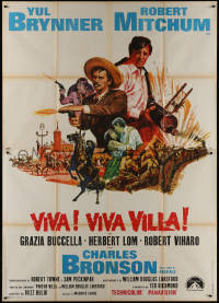 9b0661 VILLA RIDES Italian 2p 1968 different art of Yul Brynner & Robert Mitchum, Peckinpah, rare!