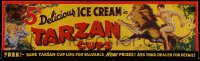 9b0013 TARZAN ICE CREAM CUPS red title 6x20 REPRO tin sign 1980s great art of him riding a lion!