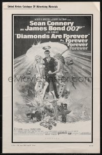 9b0199 DIAMONDS ARE FOREVER pressbook 1971 McGinnis art of Sean Connery as James Bond 007!