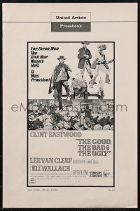9b0208 GOOD, THE BAD & THE UGLY pressbook 1968 Clint Eastwood, Lee Van Cleef, Sergio Leone, cool art!