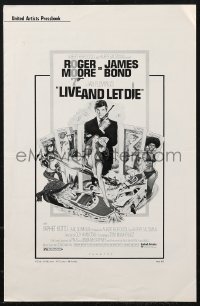 9b0215 LIVE & LET DIE pressbook 1973 Roger Moore as James Bond, art by Robert McGinnis!