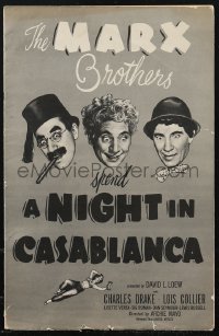 9b0218 NIGHT IN CASABLANCA pressbook 1946 The Marx Brothers, Groucho, Chico & Harpo, B&W version!