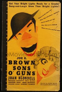 9b0227 SONS O' GUNS pressbook cover 1936 great art of soldier Joe E. Brown & Joan Blondell, rare!