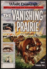9b0233 VANISHING PRAIRIE pressbook 1954 Walt Disney True-Life Adventure, art of stampeding buffalo!